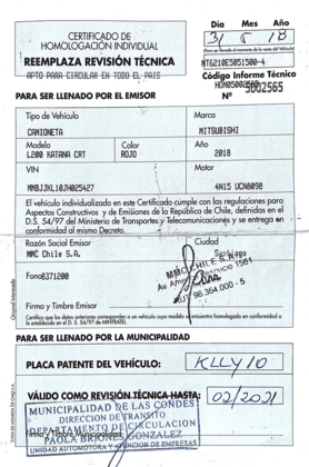 Certificado de homologación de vehículos