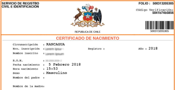 Certificado de nacimiento