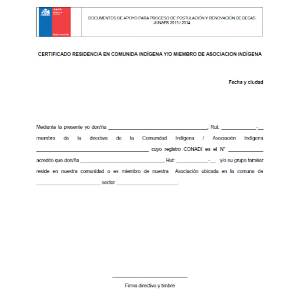 Certificado de residencia indígena