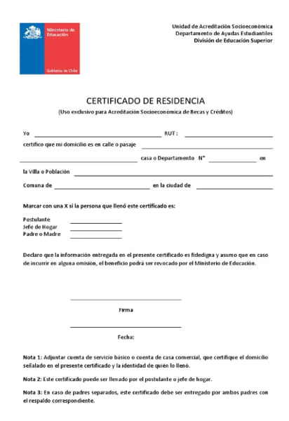 Certificado de residencia