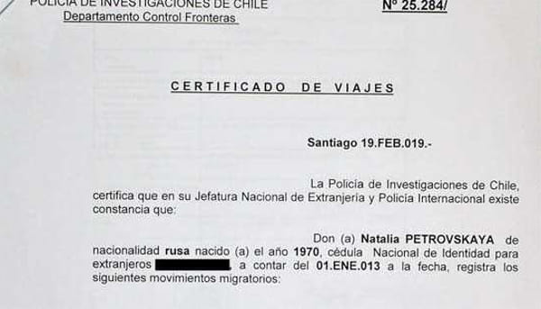 Certificado de Viajes