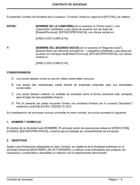 Firma de contrato de sociedad