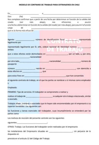 Contrato de trabajo para extranjeros