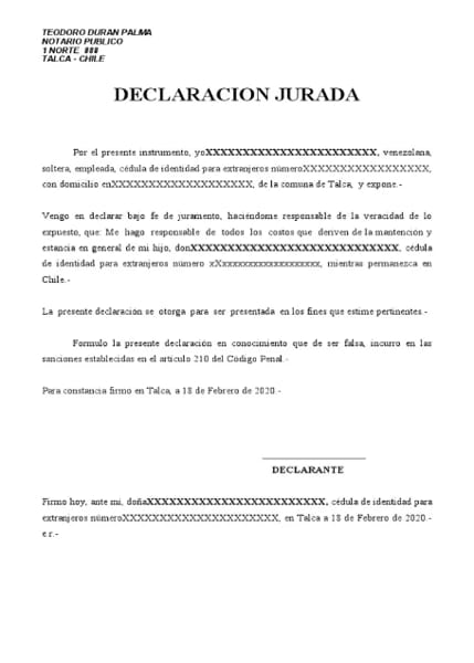 Declaración jurada de expensas