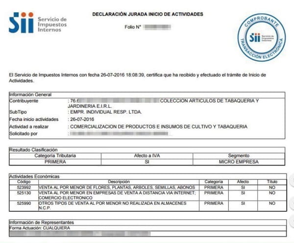 Inicio de actividades