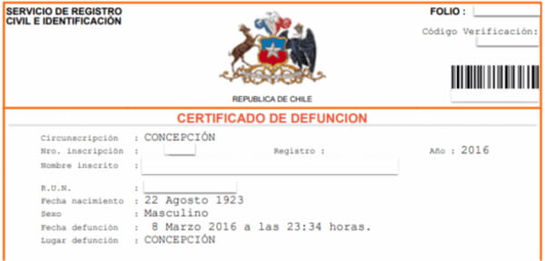 Certificado de defunción en el exterior