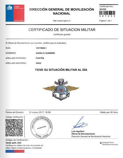 Certificado de situación militar 1